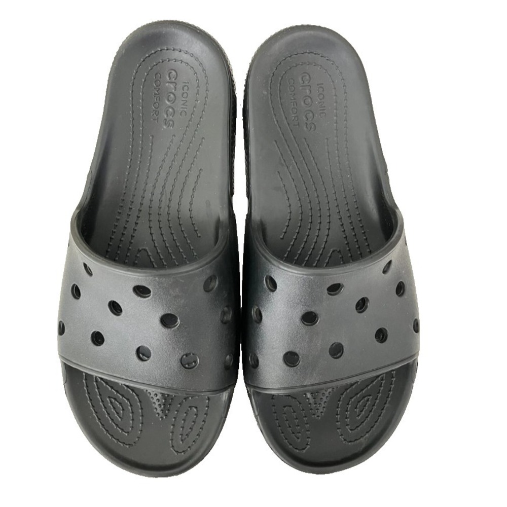 Crocs Iconic Comfort Black Rubber Slides Sandals Womens Sz 10 Men's Size‎ 8